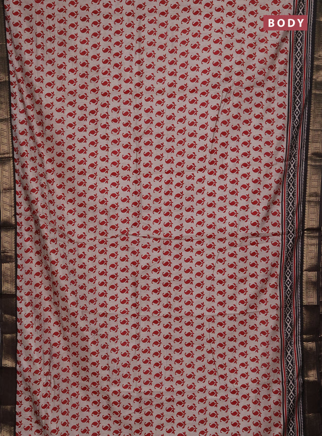 Semi maheshwari cotton saree beige maroon and coffee brown with allover paisley butta prints and zari woven border