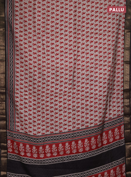 Semi maheshwari cotton saree beige maroon and coffee brown with allover paisley butta prints and zari woven border