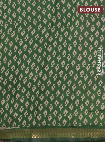 Semi maheshwari cotton saree navy blue and green with allover floral prints and zari woven border