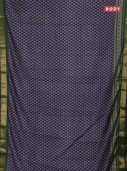 Semi maheshwari cotton saree navy blue and green with allover butta prints and zari woven border
