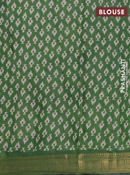 Semi maheshwari cotton saree navy blue and green with allover butta prints and zari woven border