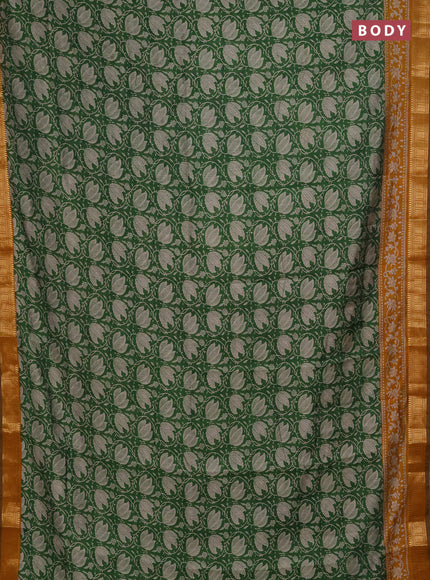 Semi maheshwari cotton saree green and mustard yellow with allover floral prints and zari woven border