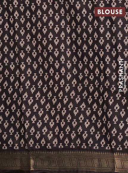 Semi maheshwari cotton saree wine and coffee brown with allover floral prints and zari woven border