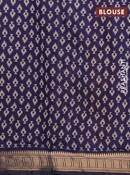Semi maheshwari cotton saree maroon and navy blue with allover floral prints and zari woven border