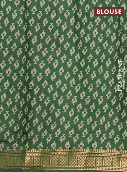 Semi maheshwari cotton saree navy blue and green with allover floral prints and zari woven border