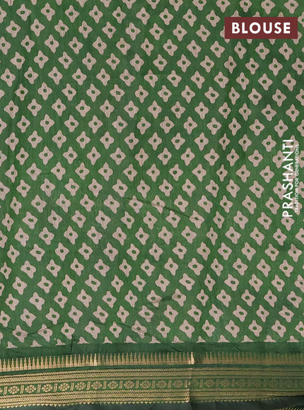 Semi maheshwari cotton saree navy blue and green with allover butta prints and zari woven border