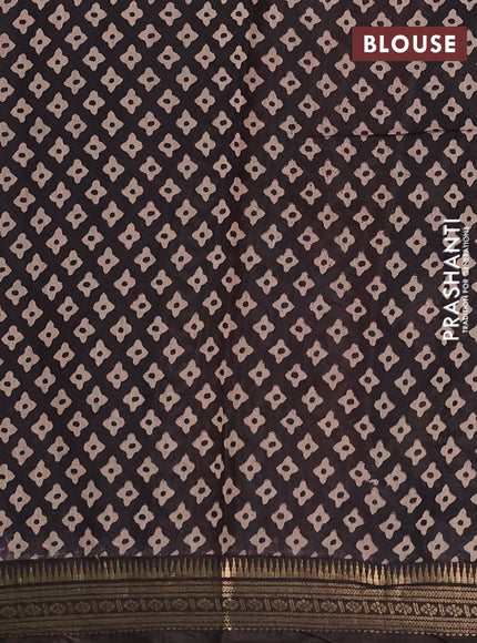 Semi maheshwari cotton saree maroon and coffee brown with allover butta prints and zari woven border