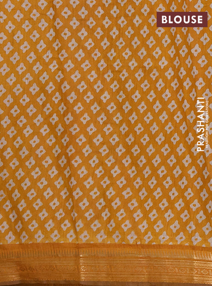 Semi maheshwari cotton saree green and mustard yellow with allover butta prints and zari woven border