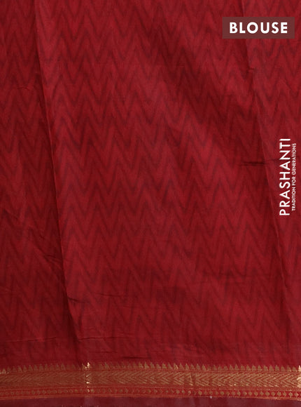 Semi maheshwari cotton saree deep violet and maroon with allover zigzag prints and butta printed zari woven border
