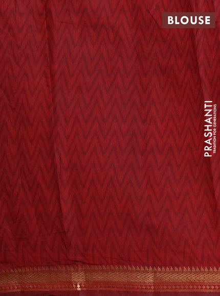 Semi maheshwari cotton saree mustard yellow and maroon with allover zigzag prints and butta printed zari woven border