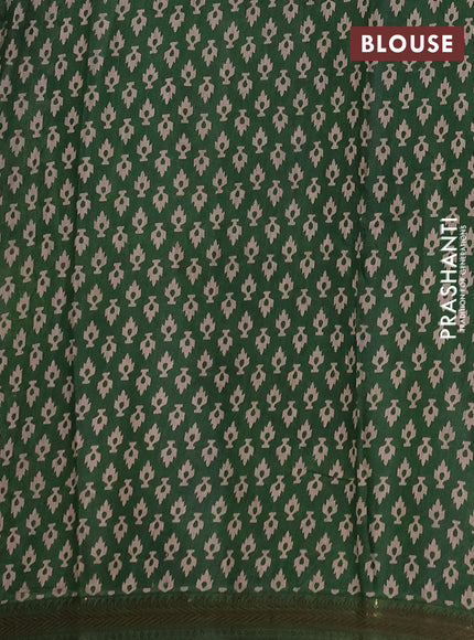 Semi maheshwari cotton saree navy blue and green with allover butta prints and zari woven border