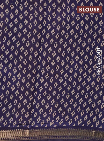 Semi maheshwari cotton saree maroon and navy blue with allover butta prints and zari woven border