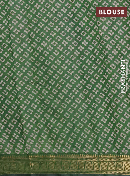 Semi maheshwari cotton saree navy blue and green with allover butta prints and zari woven border