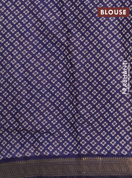 Semi maheshwari cotton saree maroon and navy blue with allover butta prints and zari woven border