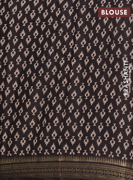 Semi maheshwari cotton saree deep maroon and coffee brown with allover butta prints and zari woven border