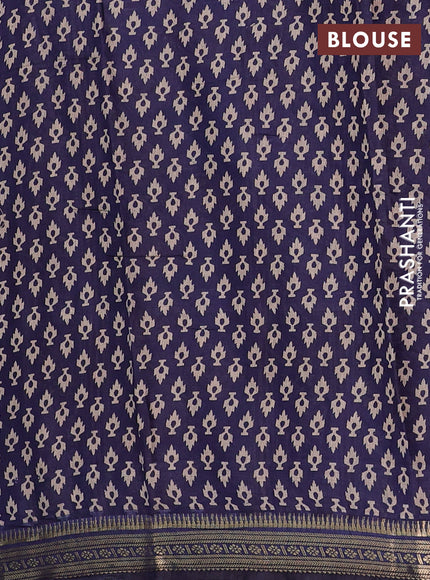 Semi maheshwari cotton saree maroon and navy blue with allover butta prints and zari woven border