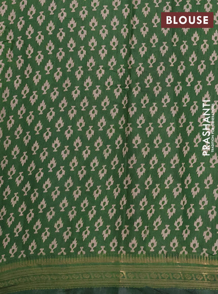 Semi maheshwari cotton saree navy blue and green with allover butta prints and zari woven border