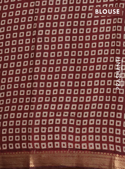 Semi maheshwari cotton saree deep violet and maroon with allover kalamkari prints and zari woven border