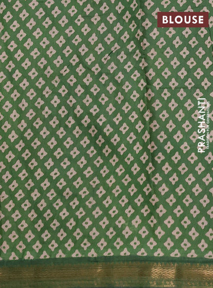 Semi maheshwari cotton saree navy blue and green with allover butta prints and zari woven border