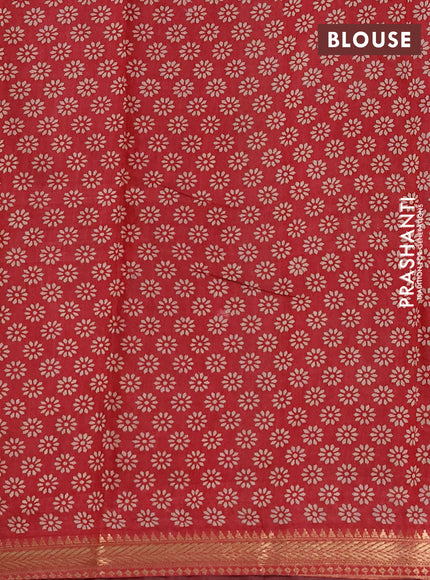Semi maheshwari cotton saree beige and maroon with allover checks pattern and floral butta printed zari woven border