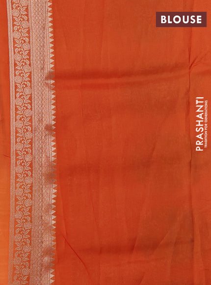 Banarasi silk saree orange with allover brocade weaves and mina border