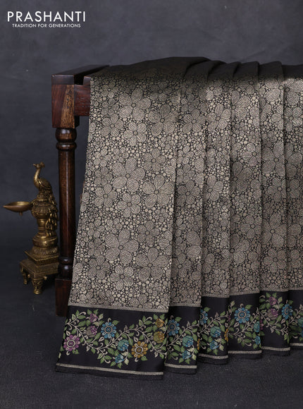 Banarasi silk saree black with allover brocade weaves and mina border