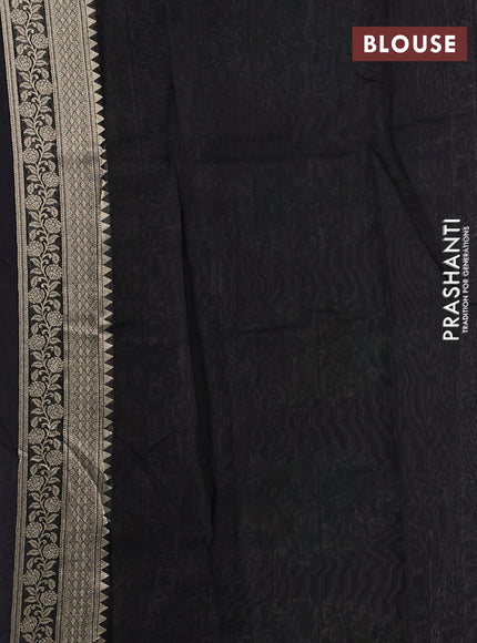 Banarasi silk saree black with allover brocade weaves and mina border