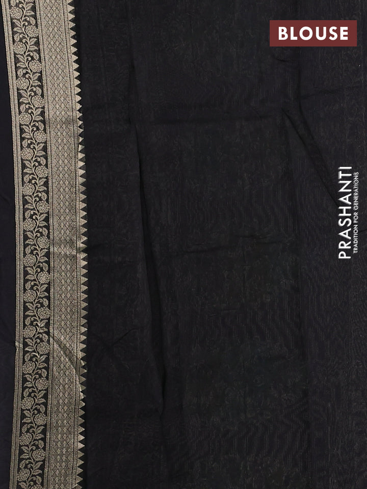 Banarasi silk saree black with allover brocade weaves and mina border