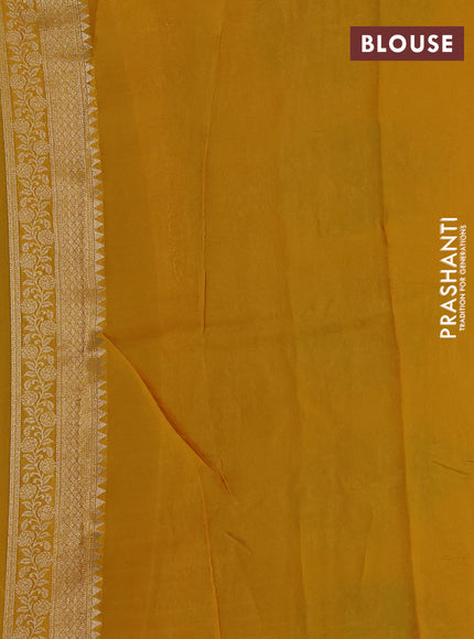 Banarasi silk saree mustard yellow with allover brocade weaves and mina border