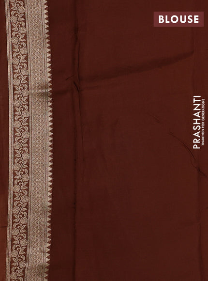 Banarasi silk saree brown with allover brocade weaves and mina border