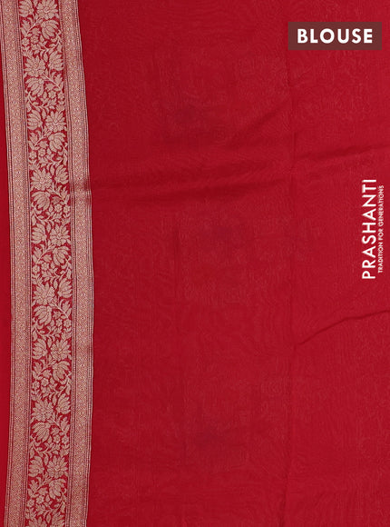 Banarasi silk saree red with allover brocade weaves and mina border