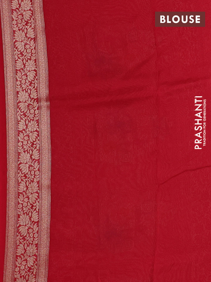 Banarasi silk saree red with allover brocade weaves and mina border
