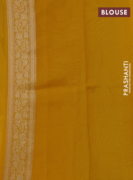 Banarasi silk saree mustard yellow with allover brocade weaves and mina border