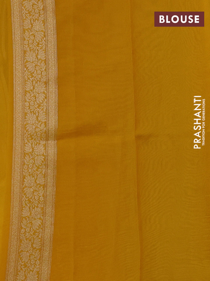 Banarasi silk saree mustard yellow with allover brocade weaves and mina border