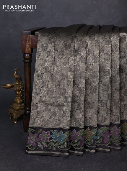 Banarasi silk saree black with allover brocade weaves and mina border