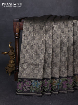 Banarasi silk saree black with allover brocade weaves and mina border
