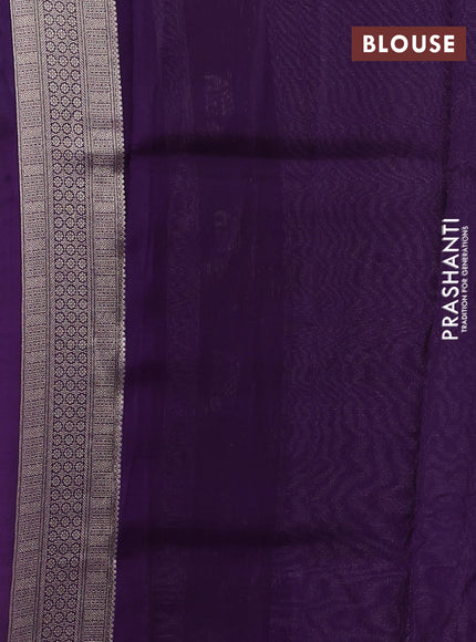 Banarasi silk saree violet with allover brocade weaves and mina border