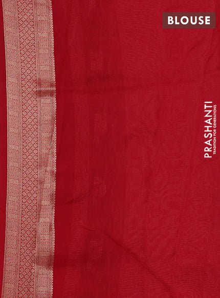 Banarasi silk saree red with allover brocade weaves and mina border