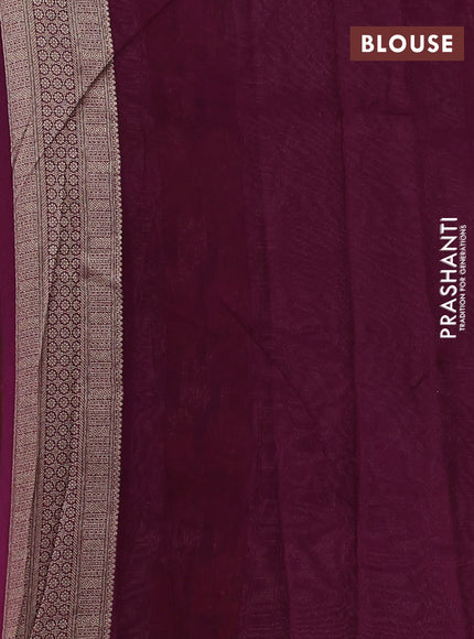 Banarasi silk saree wine with allover brocade weaves and mina border