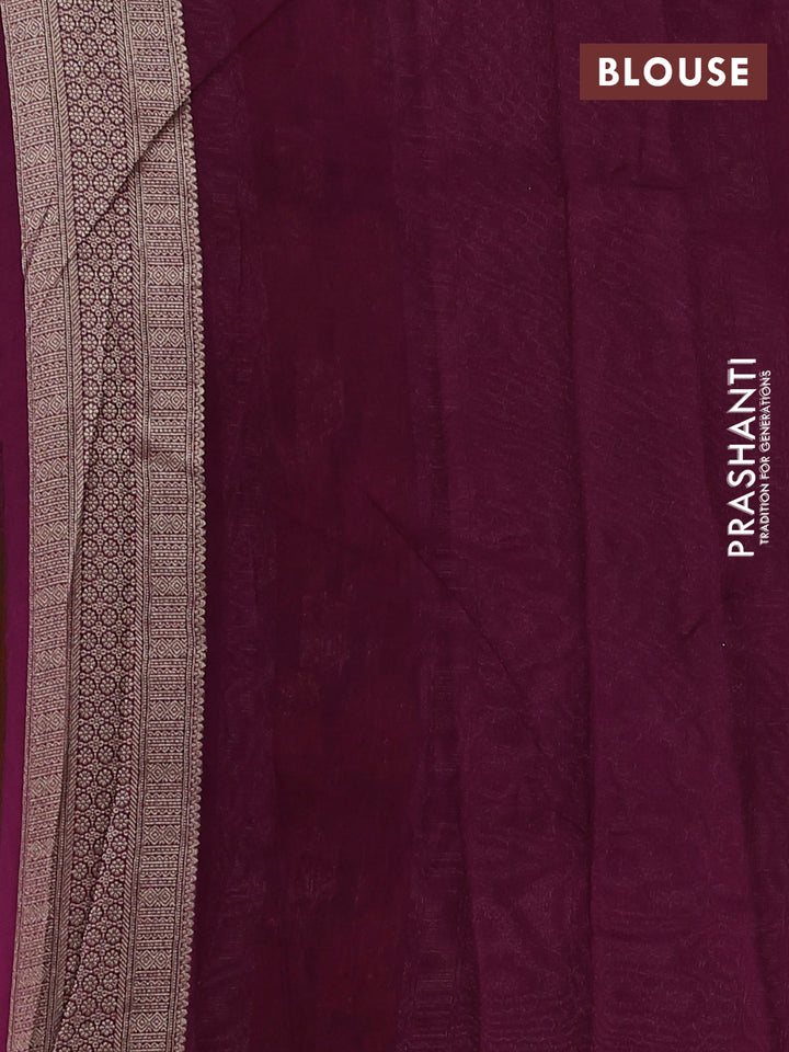 Banarasi silk saree wine with allover brocade weaves and mina border