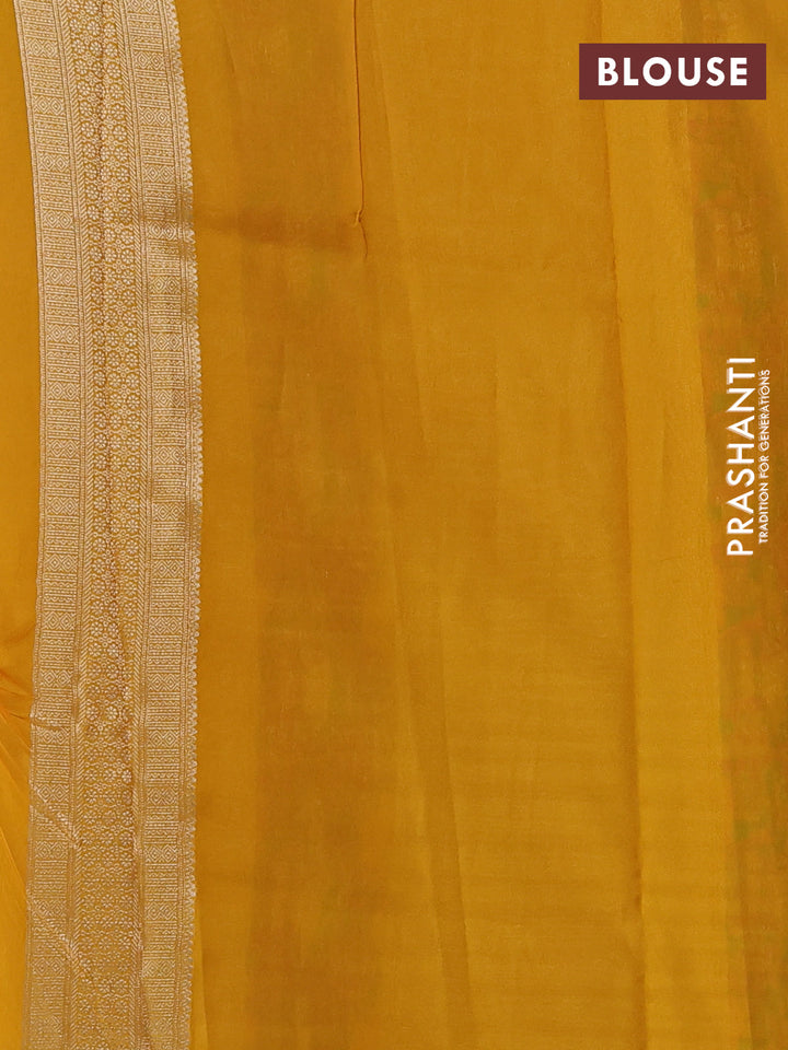 Banarasi silk saree mustard yellow with allover brocade weaves and mina border