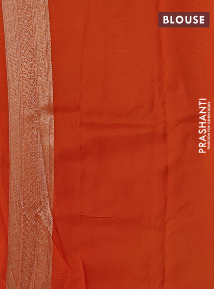 Banarasi silk saree orange with allover brocade weaves and mina border