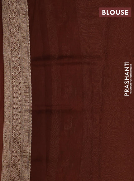 Banarasi silk saree brown with allover brocade weaves and mina border