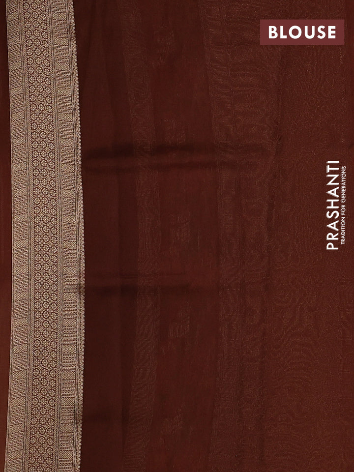 Banarasi silk saree brown with allover brocade weaves and mina border