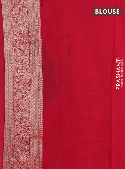 Banarasi silk saree red with allover brocade weaves and mina border