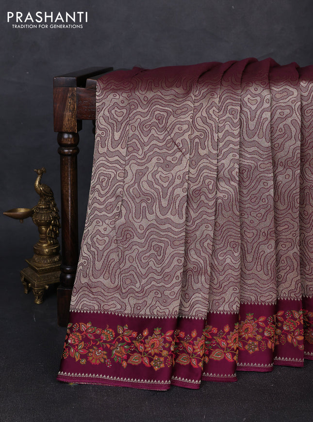 Banarasi silk saree wine with allover brocade weaves and mina border
