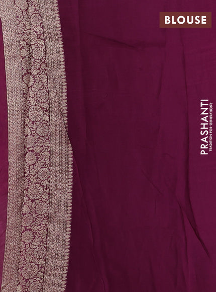 Banarasi silk saree wine with allover brocade weaves and mina border