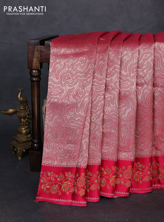 Banarasi silk saree pink with allover brocade weaves and mina border