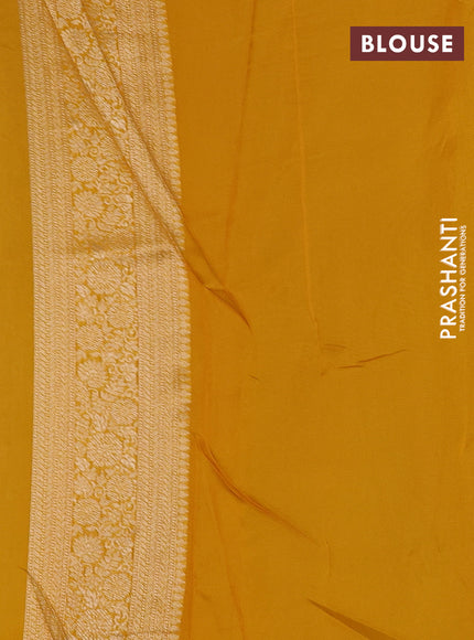 Banarasi silk saree mustard yellow with allover brocade weaves and mina border