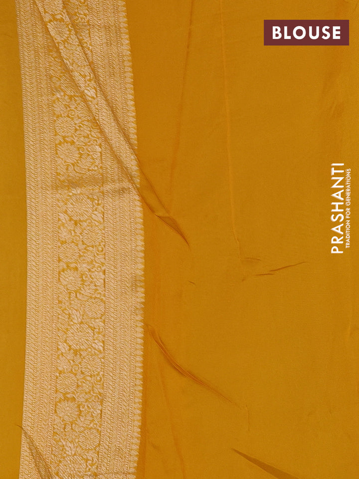 Banarasi silk saree mustard yellow with allover brocade weaves and mina border